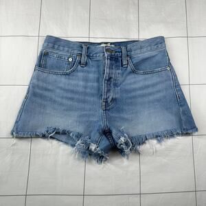 Madewell Shorts Womens 25 Blue Relaxed Denim Button Fly Cut Off Distressed Jean
